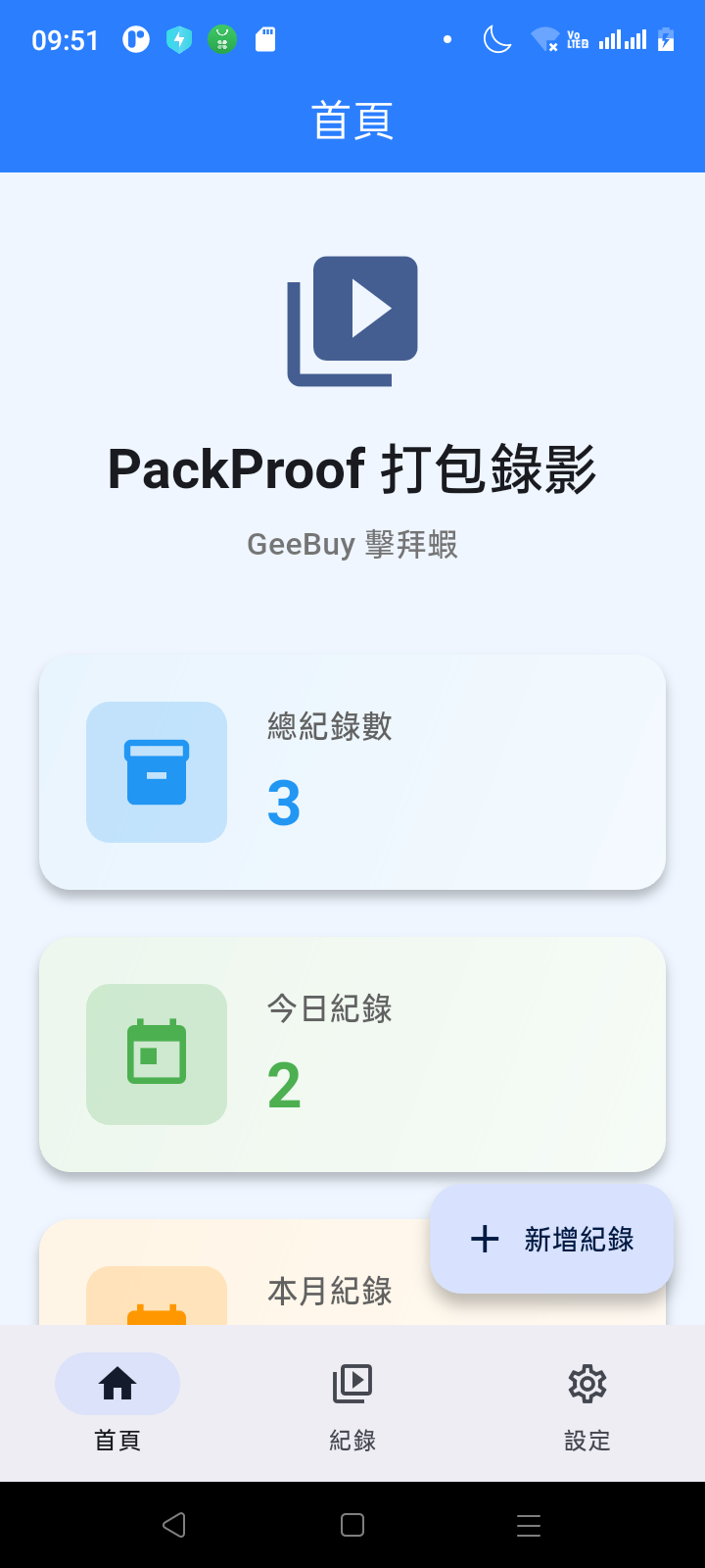 首頁統計儀表板